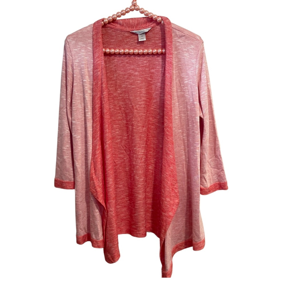 Christopher Banks Petite Two Toned Cardigan Peach Women's Sz Petite M‎